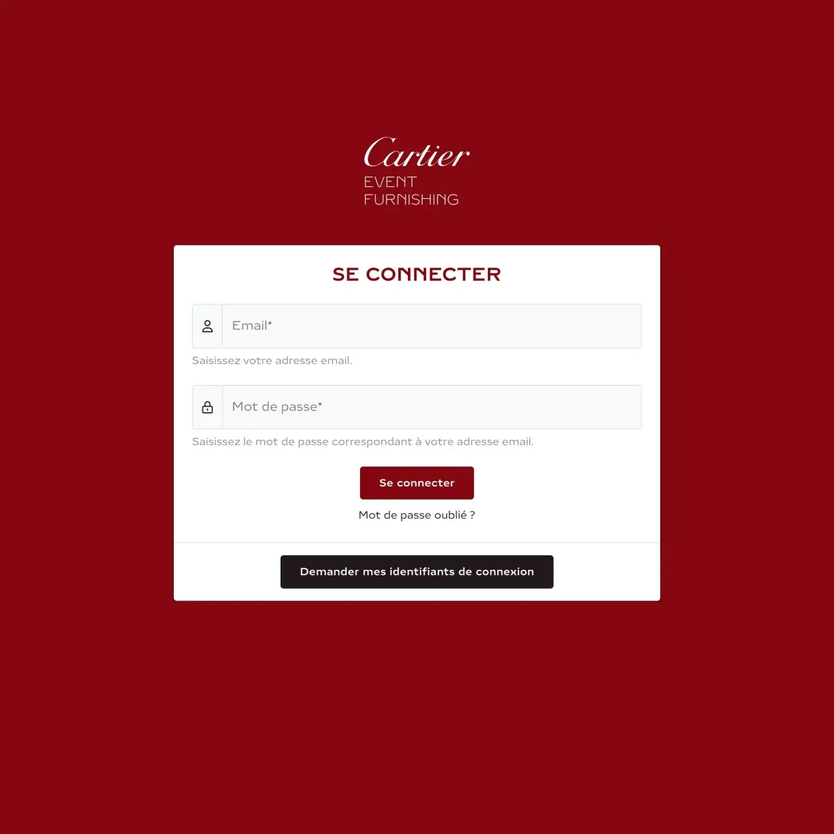 Plateforme digitale Cartier Events Furnishing