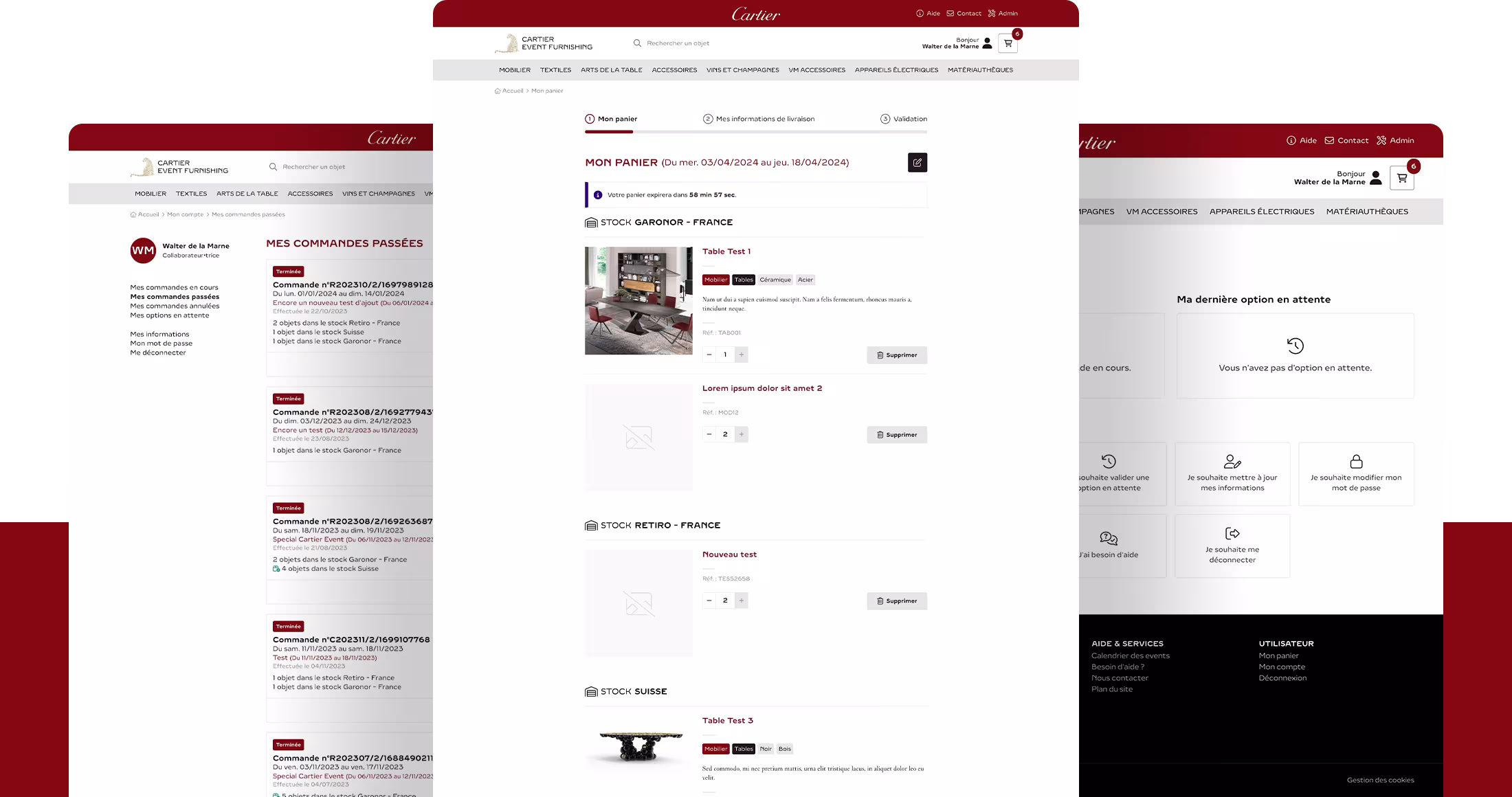 Plateforme digitale Cartier Event Furnishing
