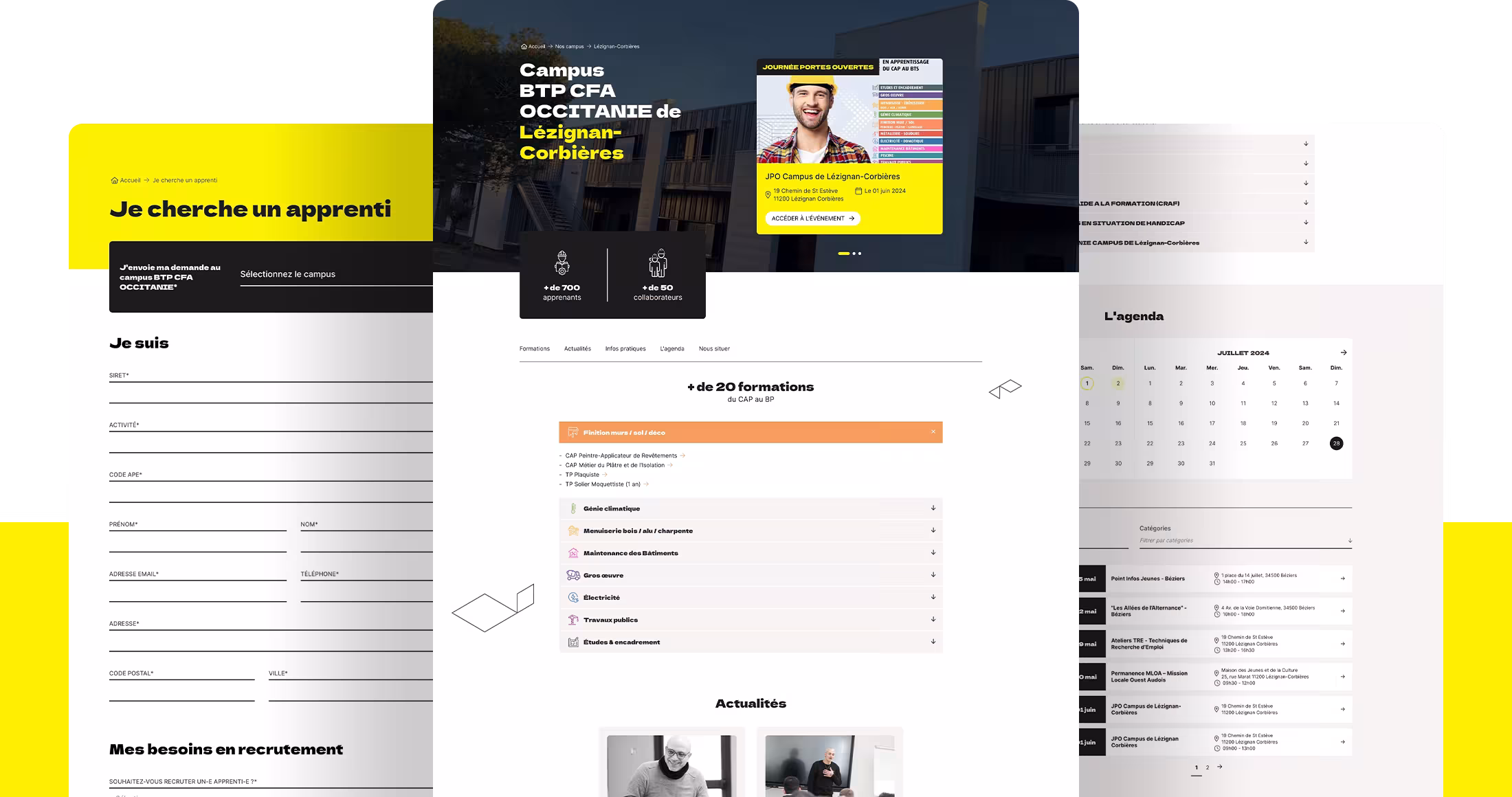 Site internet du BTP CFA Occitanie