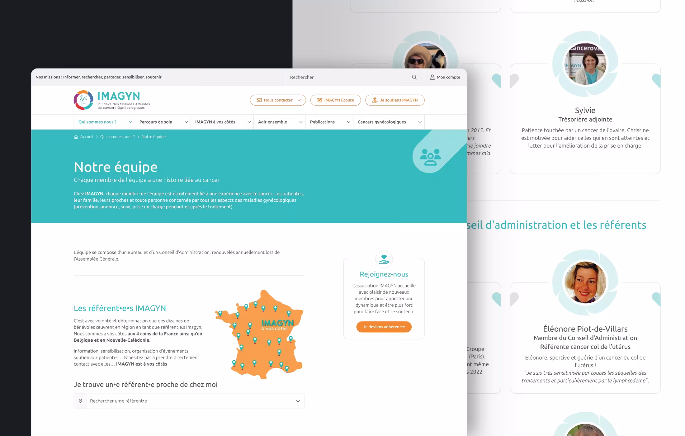 Page de l'équipe du site internet IMAGYN.