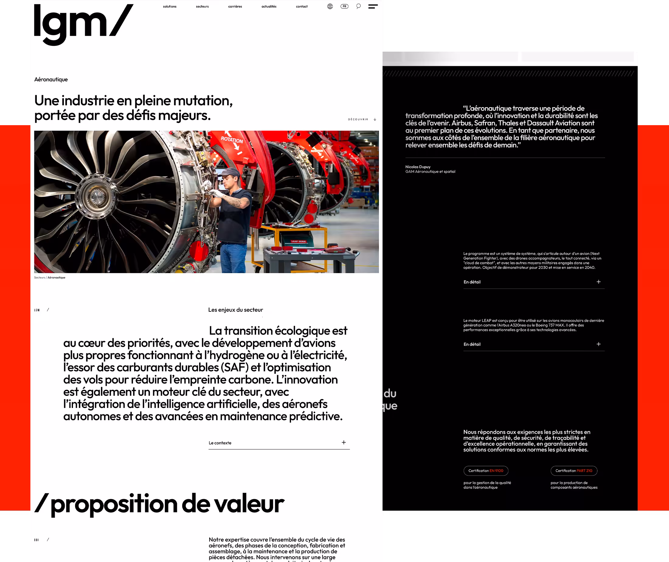 Page secteur du site lgm.group